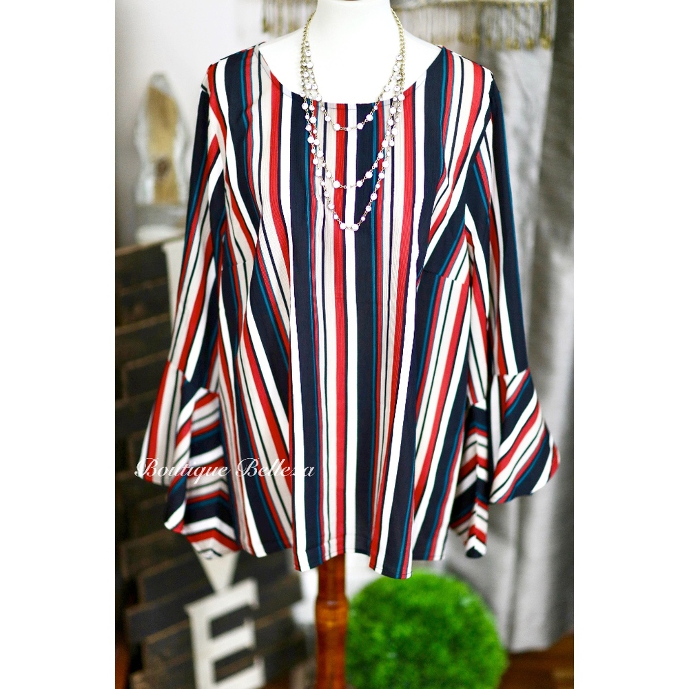 She & Sky Woven Blouse With Bell Sleeves